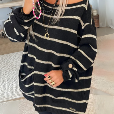 QWARA - Casual Drop Shoulder Long Sleeve Sweater