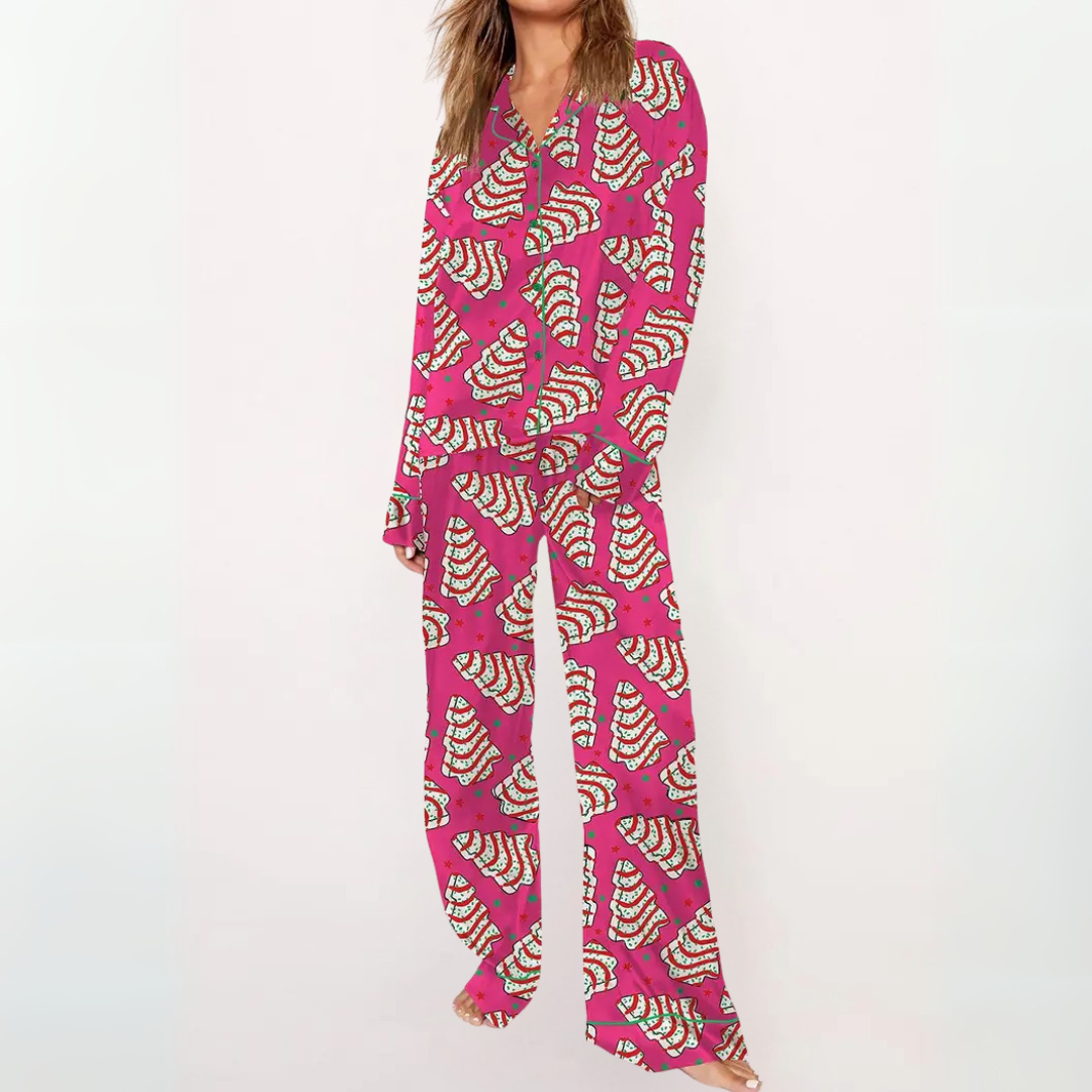 SYLIA - Casual Printed Button Down Top and Comfy Pajama