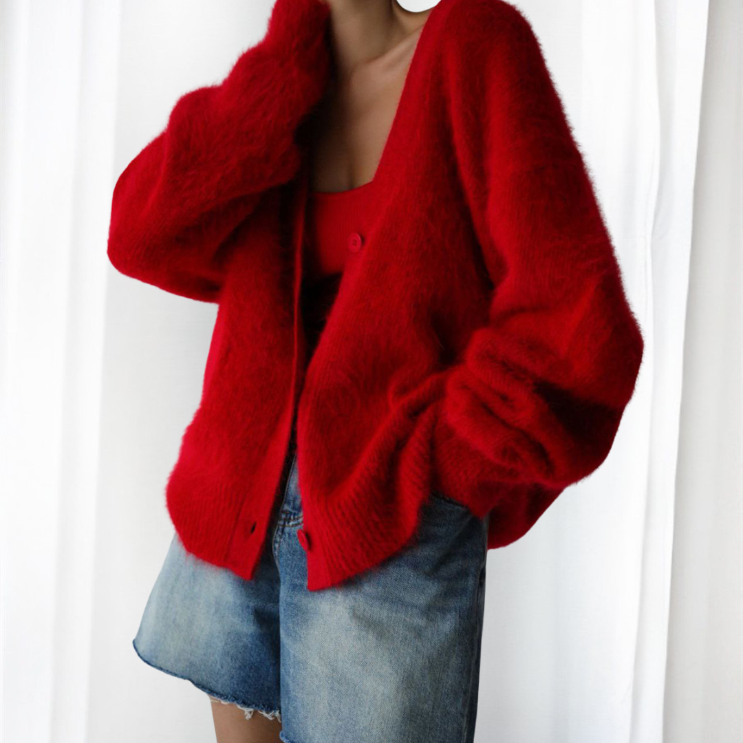 QUINCY - Comfy Button Front Drop Shoulder Cardigan