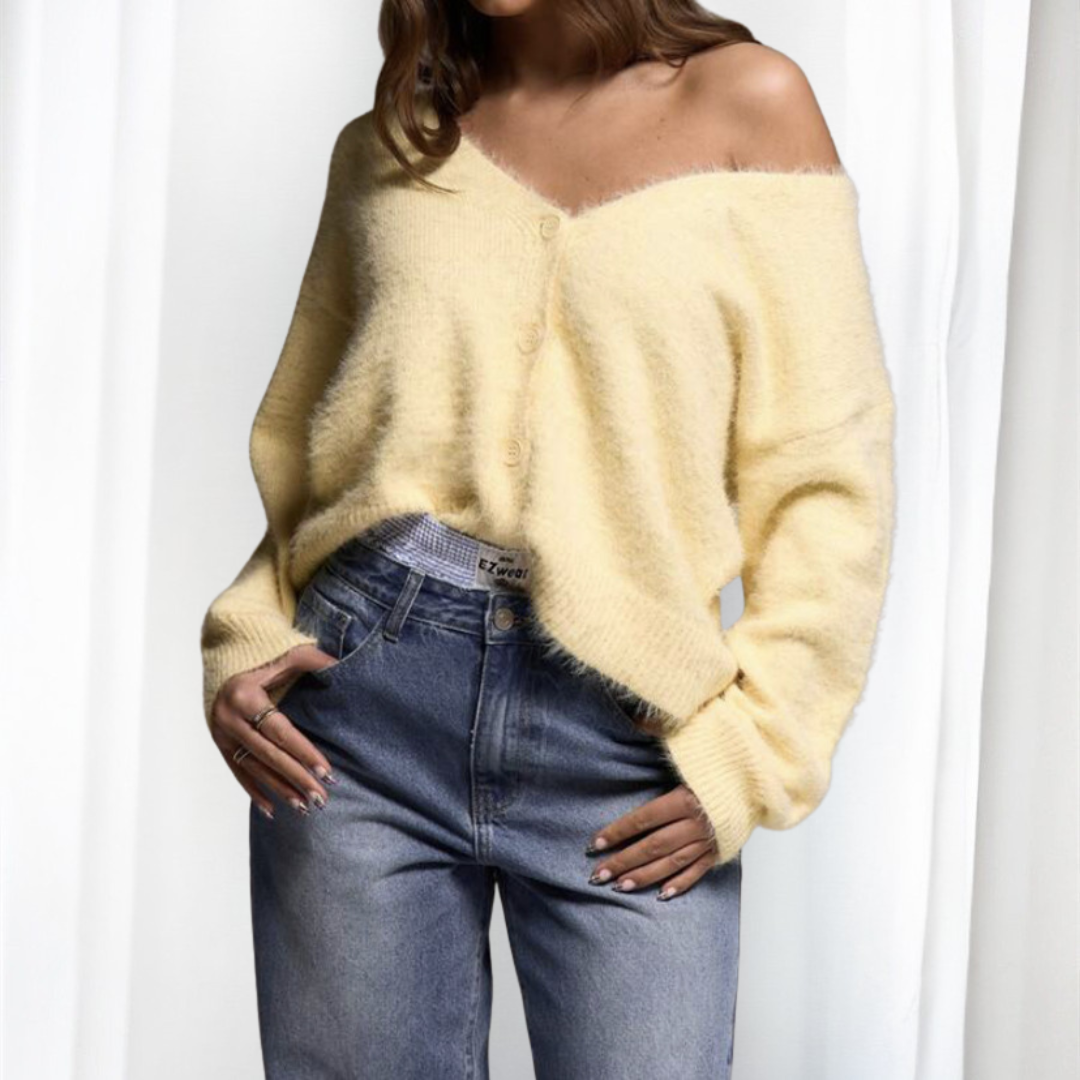 QUINCY - Comfy Button Front Drop Shoulder Cardigan