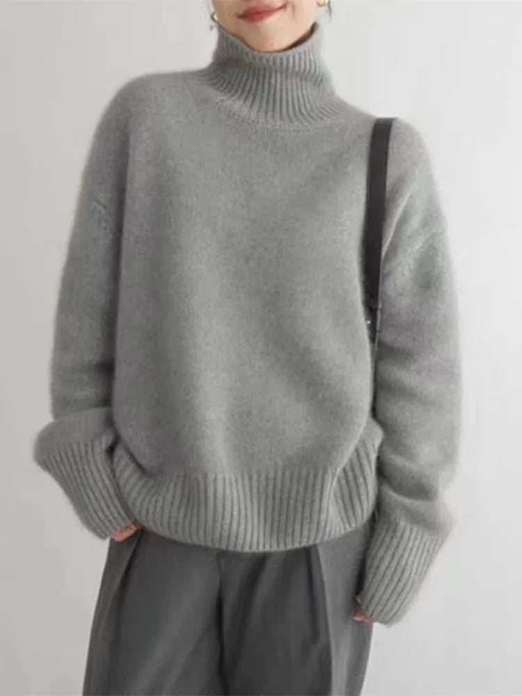 Isabella - Elegant High Neck Cashmere Jumper