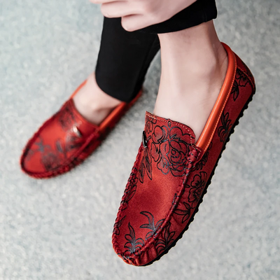 Floral Leather Loafers