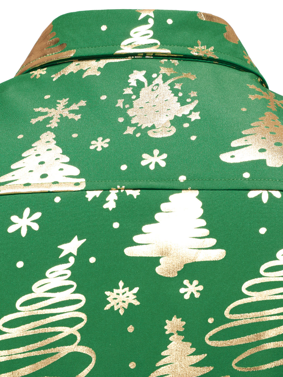 Men's Gold Christmas Print Regular Fit Green Long Sleeve Shirt