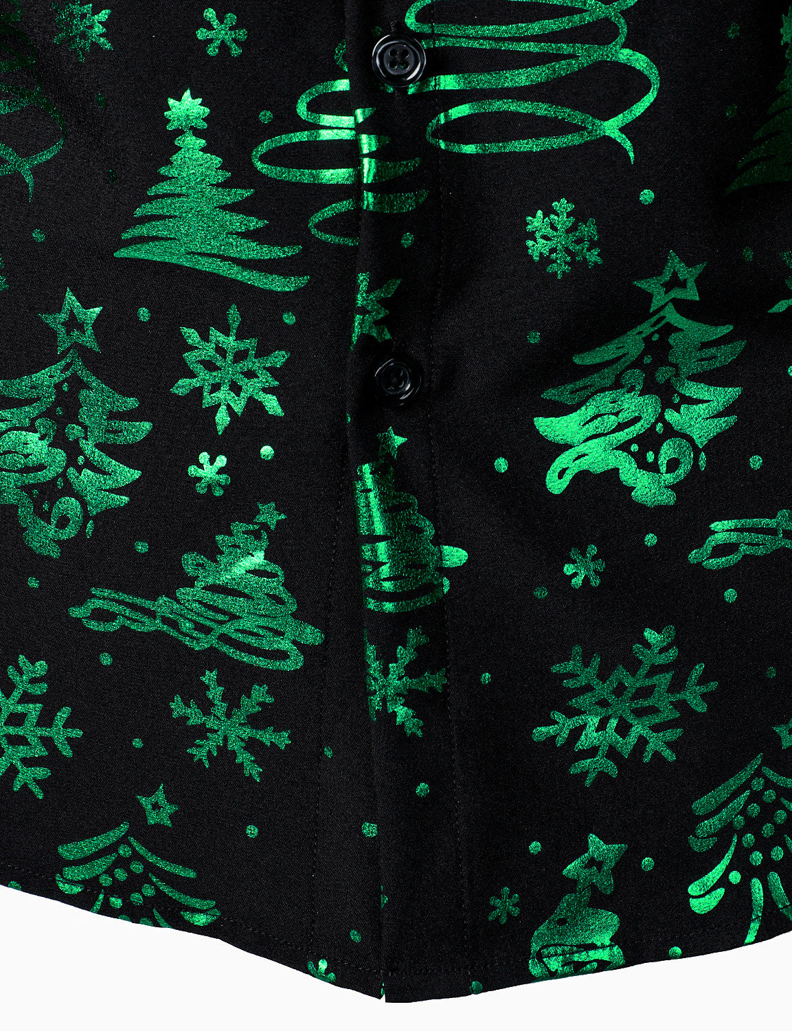 Men's Christmas Print Regular Fit Green Long Sleeve Shirt