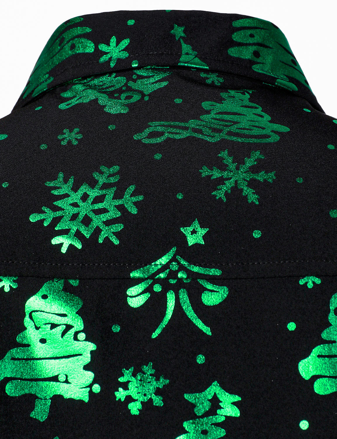 Men's Christmas Print Regular Fit Green Long Sleeve Shirt