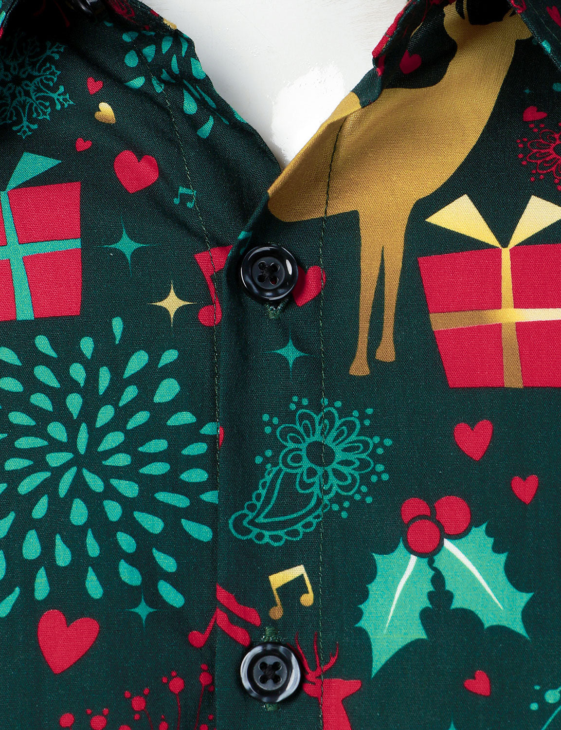 Men's Christmas Reindeer Holiday Cotton Long Sleeve Shirt