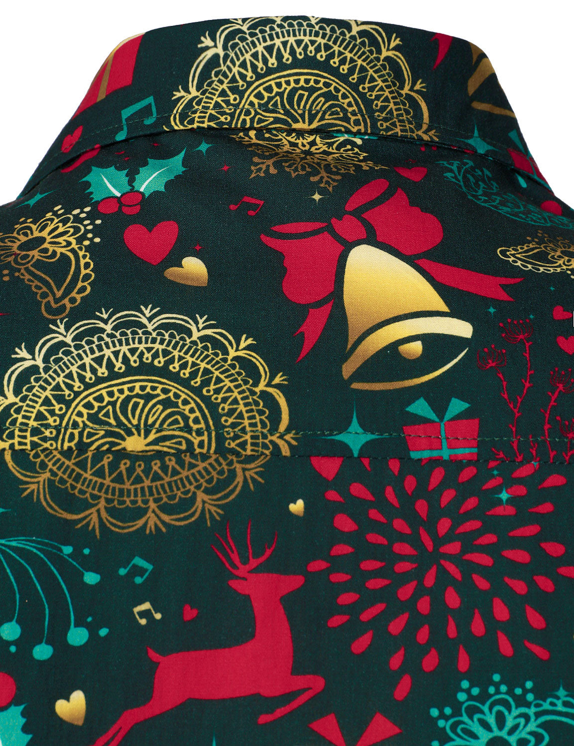 Men's Christmas Reindeer Holiday Cotton Long Sleeve Shirt