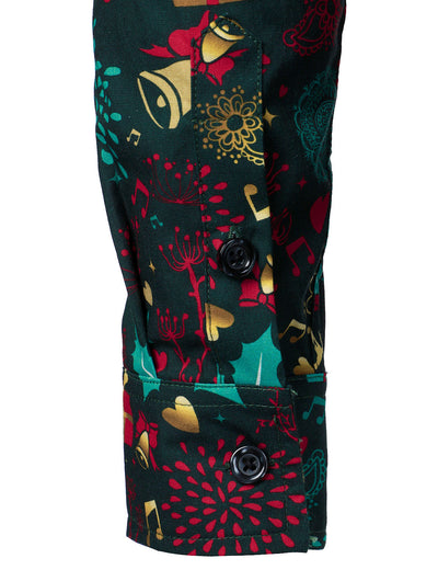 Men's Christmas Reindeer Holiday Cotton Long Sleeve Shirt