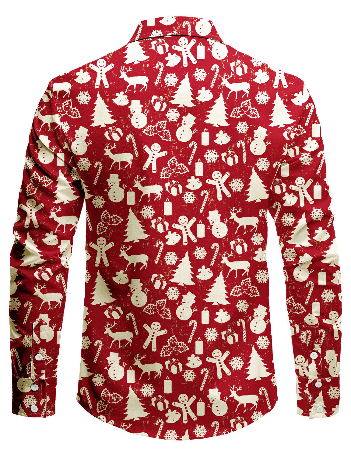 Men's Christmas Reindeer Red Festive Print Long Sleeve Shirt