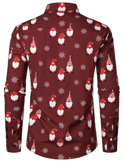 Men's Christmas Red Sweet Elf Cotton Long Sleeve Shirt