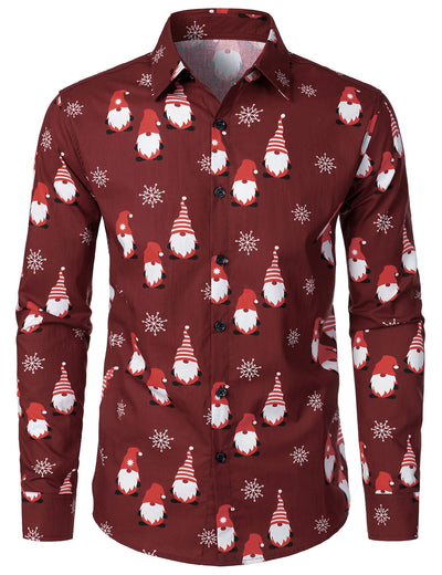Men's Christmas Red Sweet Elf Cotton Long Sleeve Shirt