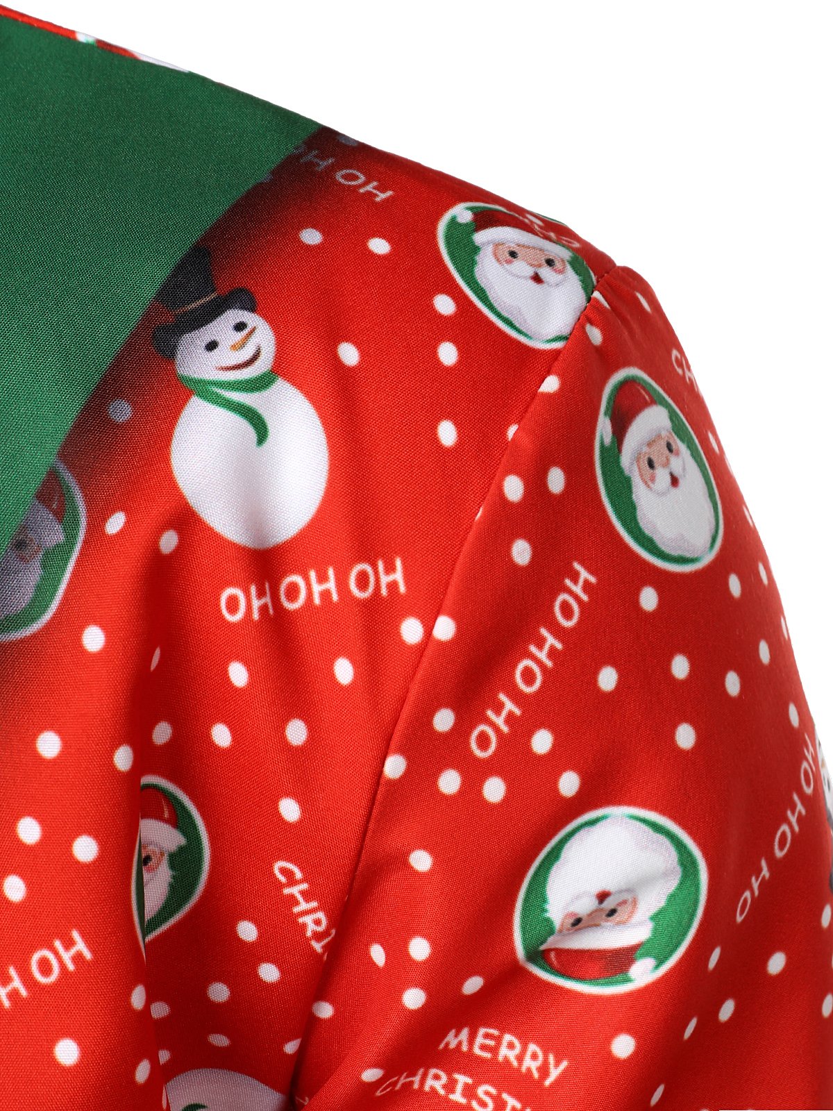 Men's Christmas Snowman Santa Print Fun Outfit Holiday Themed Long Sleeve Shirt