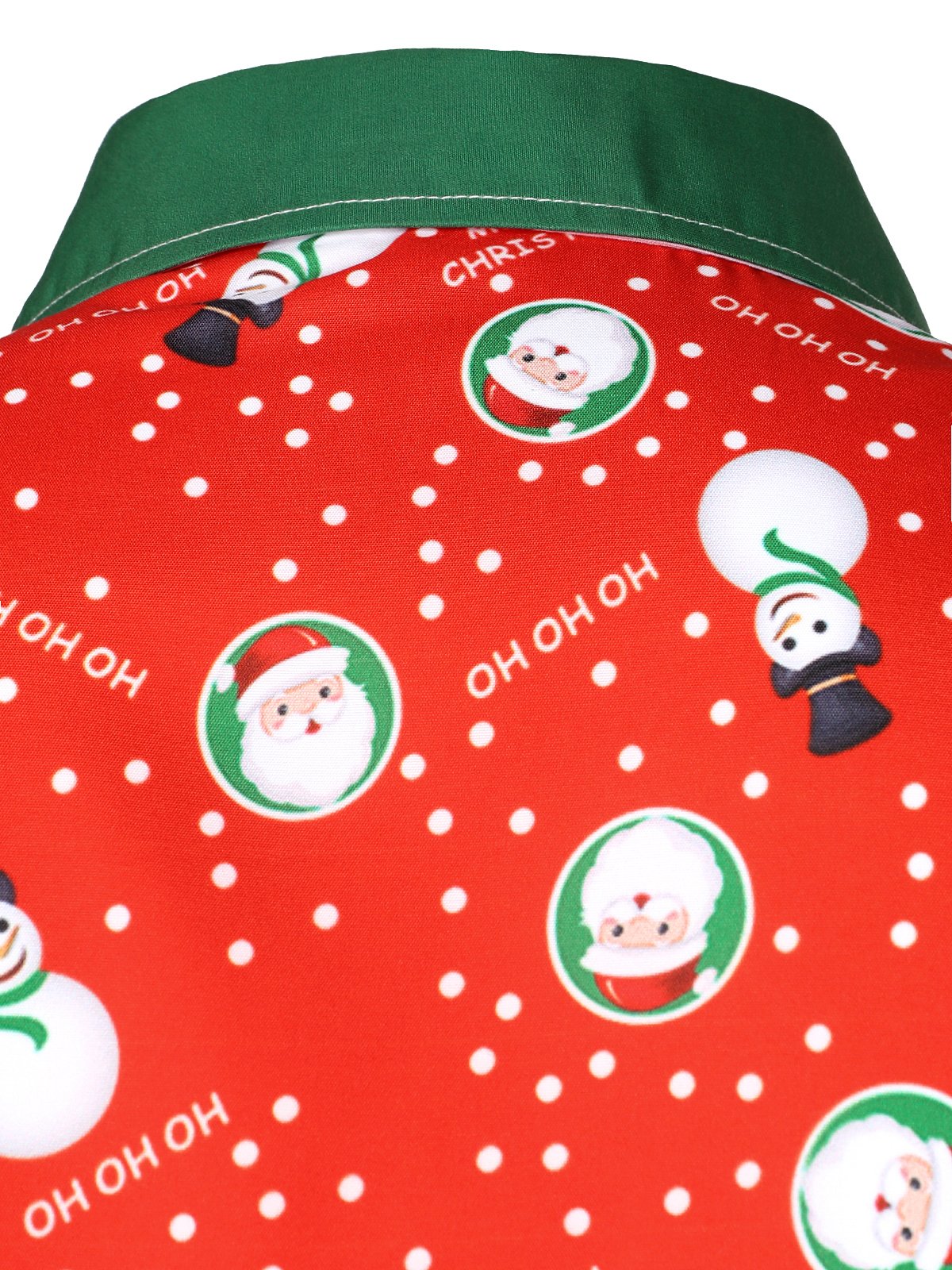 Men's Christmas Snowman Santa Print Fun Outfit Holiday Themed Long Sleeve Shirt