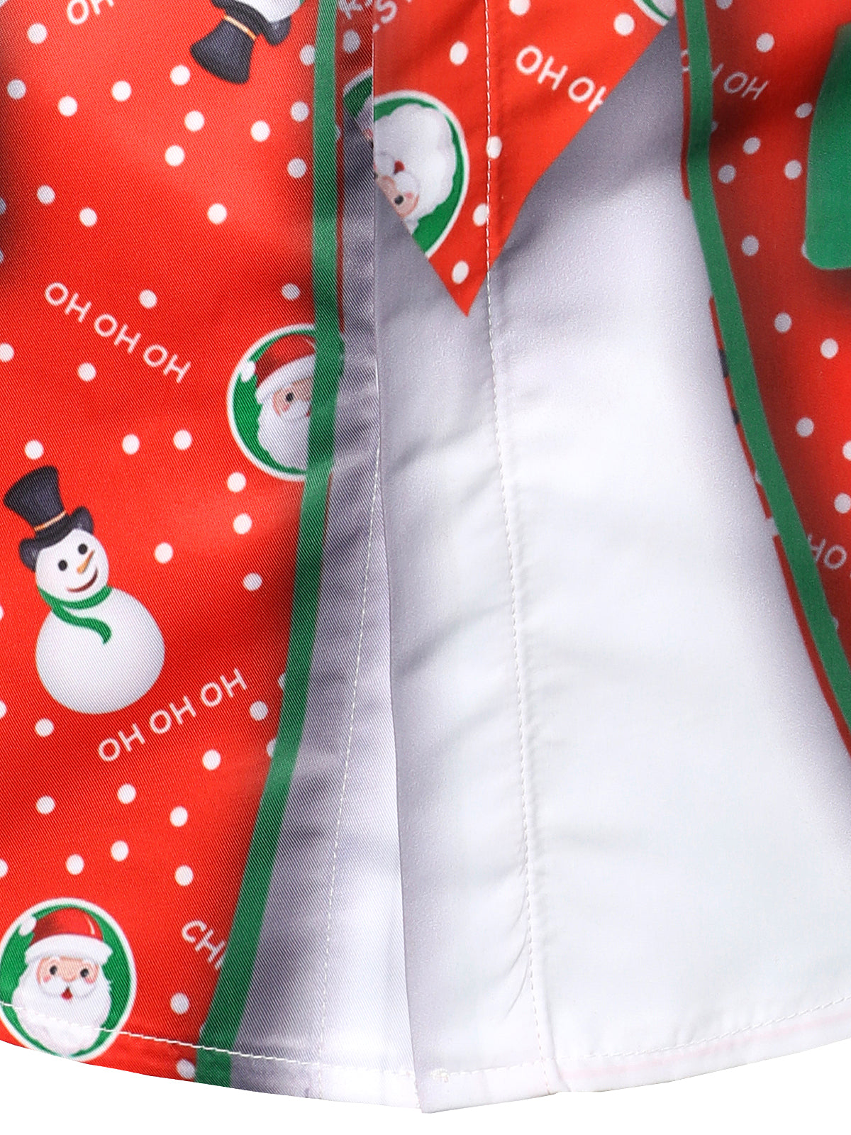 Men's Christmas Snowman Santa Print Fun Outfit Holiday Themed Long Sleeve Shirt