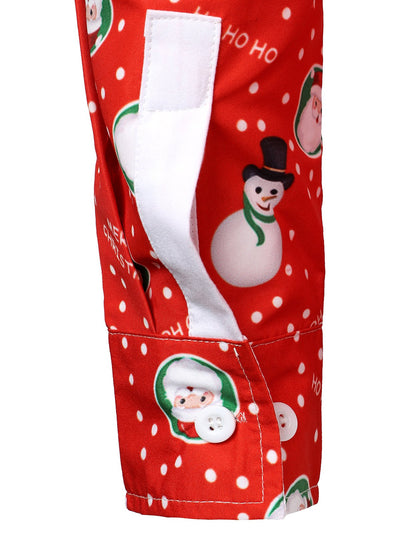 Men's Christmas Snowman Santa Print Fun Outfit Holiday Themed Long Sleeve Shirt