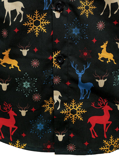 Men's Christmas Theme Festive Reindeer Holiday Long Sleeve Shirt