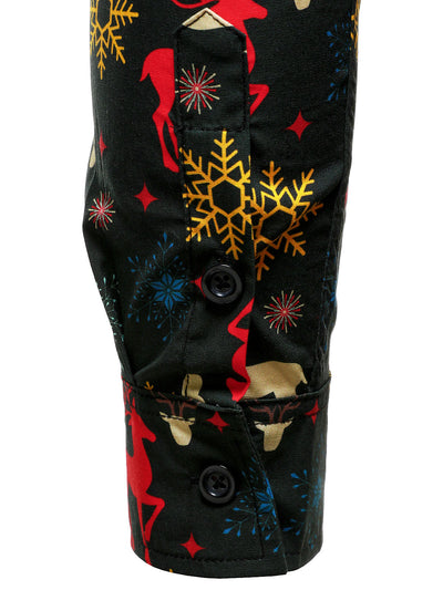 Men's Christmas Theme Festive Reindeer Holiday Long Sleeve Shirt