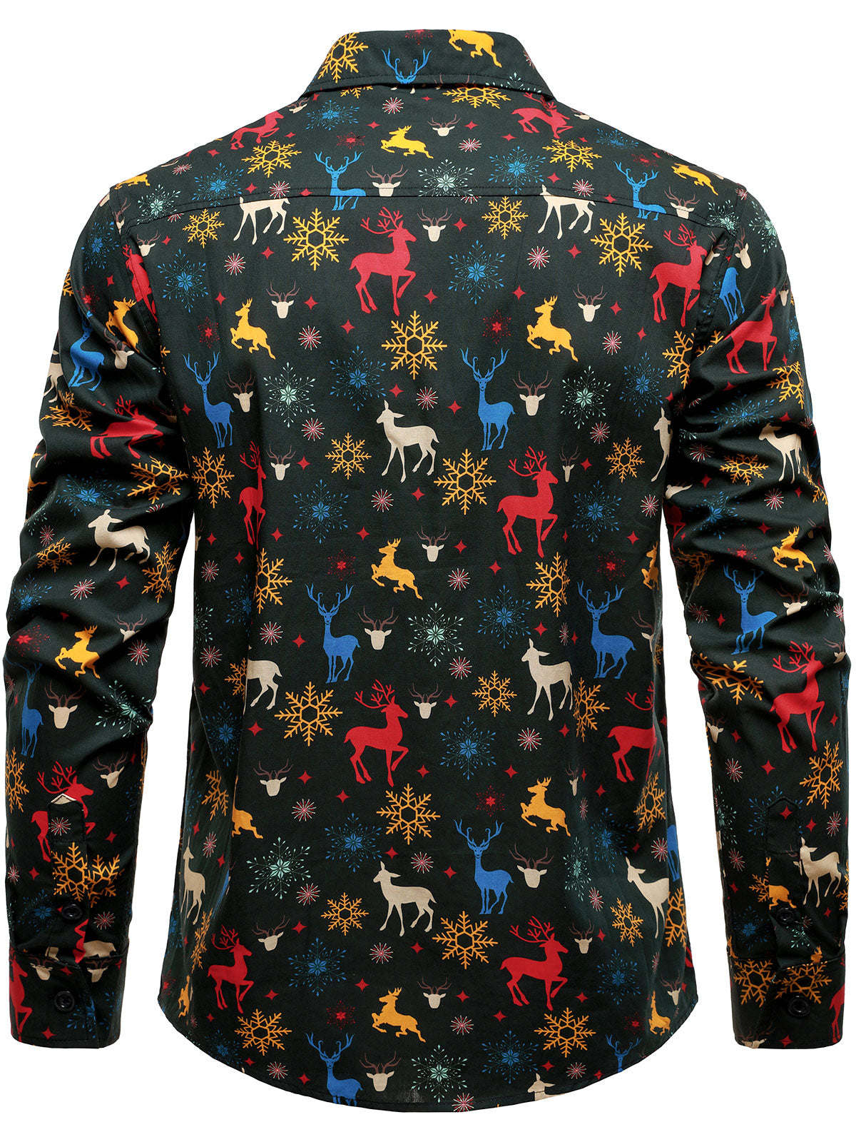 Men's Christmas Theme Festive Reindeer Holiday Long Sleeve Shirt