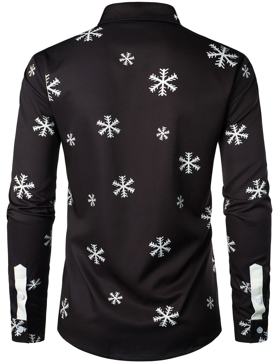 Men's Santa Button-Up Black Fun Long Sleeve Shirt