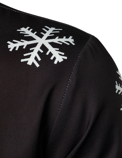 Men's Santa Button-Up Black Fun Long Sleeve Shirt