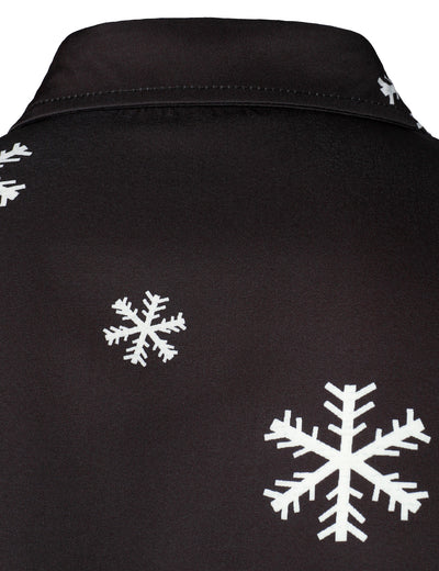 Men's Santa Button-Up Black Fun Long Sleeve Shirt