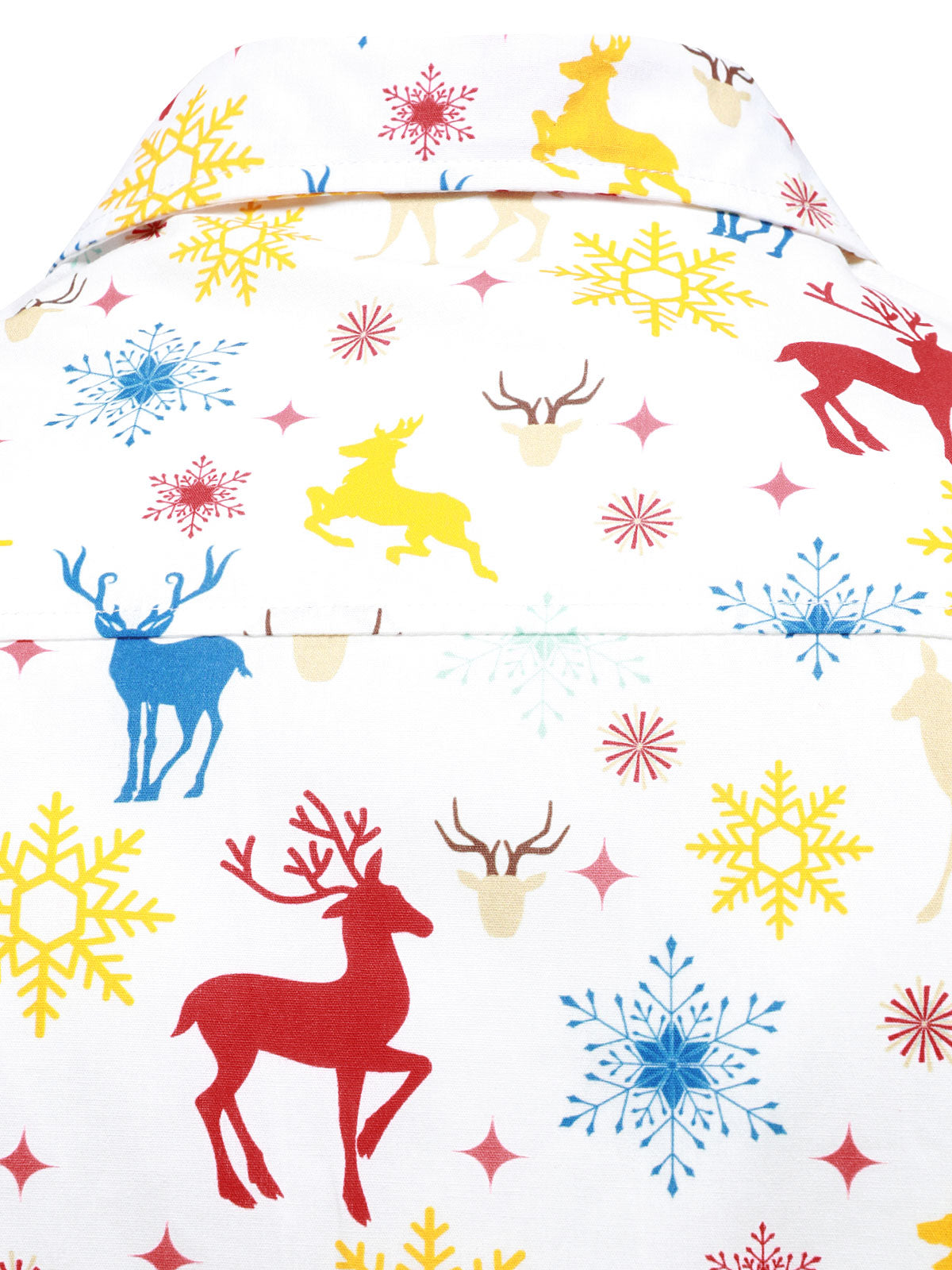 Men's Christmas Theme Festive Reindeer Snowflake White Long Sleeve Shirt