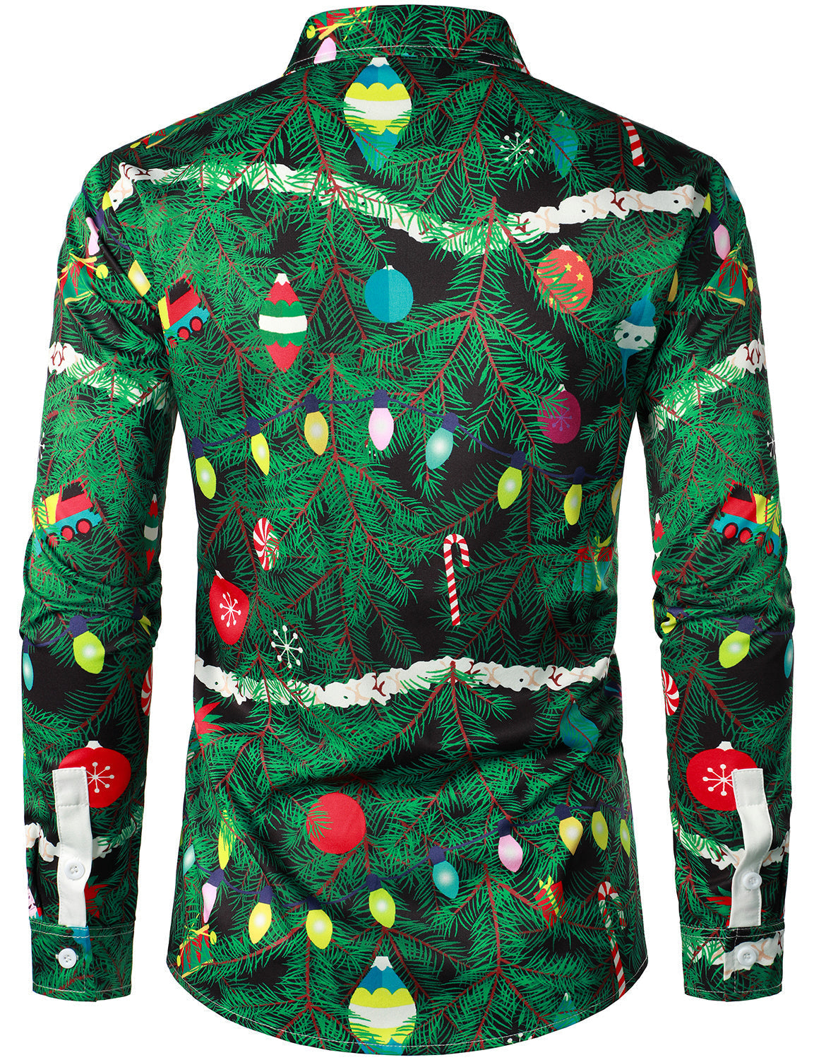 Men's Christmas Tree Camo Print Regular Fit Fun Outfit Themed Top Long Sleeve Shirt