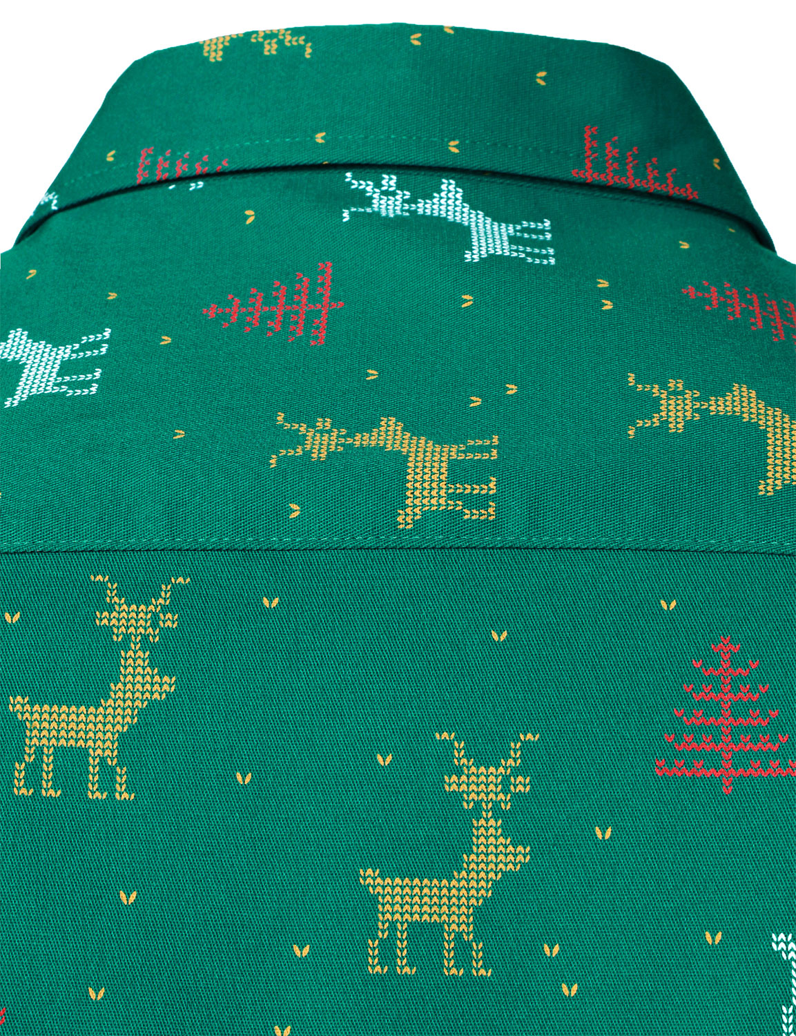 Men's Christmas Tree Moose Print Breathable Green Long Sleeve Shirt