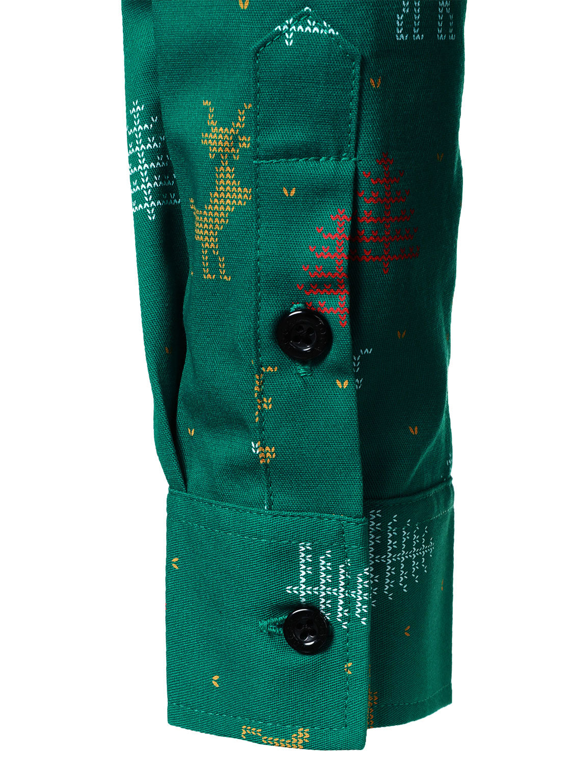 Men's Christmas Tree Moose Print Breathable Green Long Sleeve Shirt