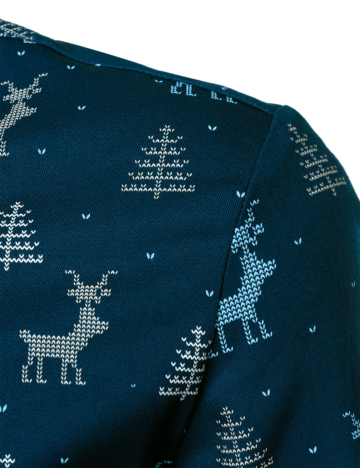 Men's Christmas Tree Moose Print Breathable Navy Long Sleeve Shirt
