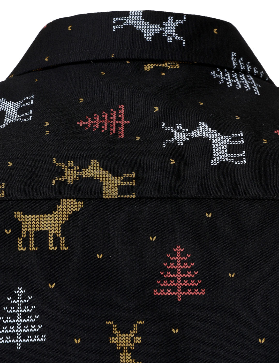 Men's Christmas Tree Moose Print Breathable Black Long Sleeve Shirt