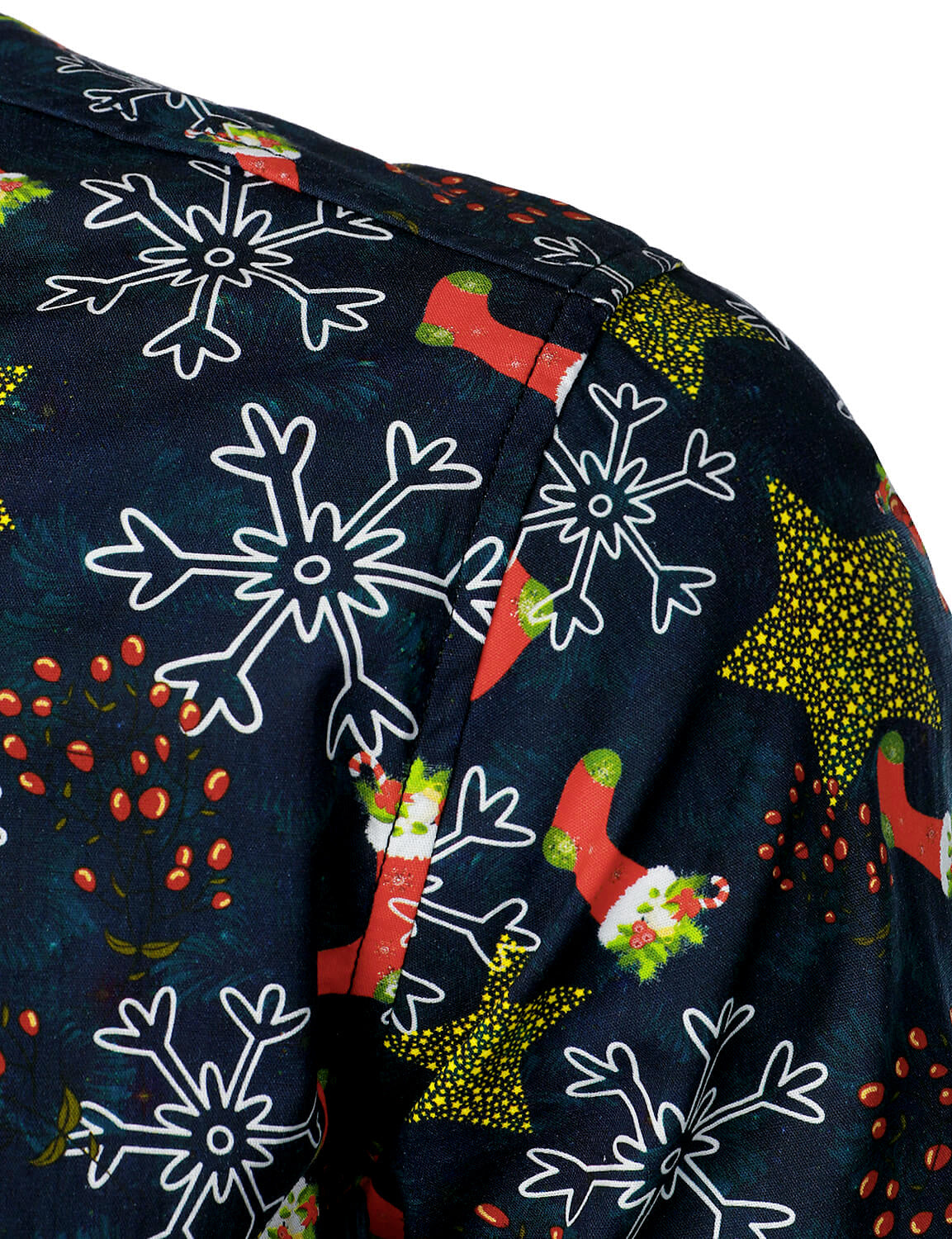 Men's Christmas Print Holiday Cotton Long Sleeve Shirt