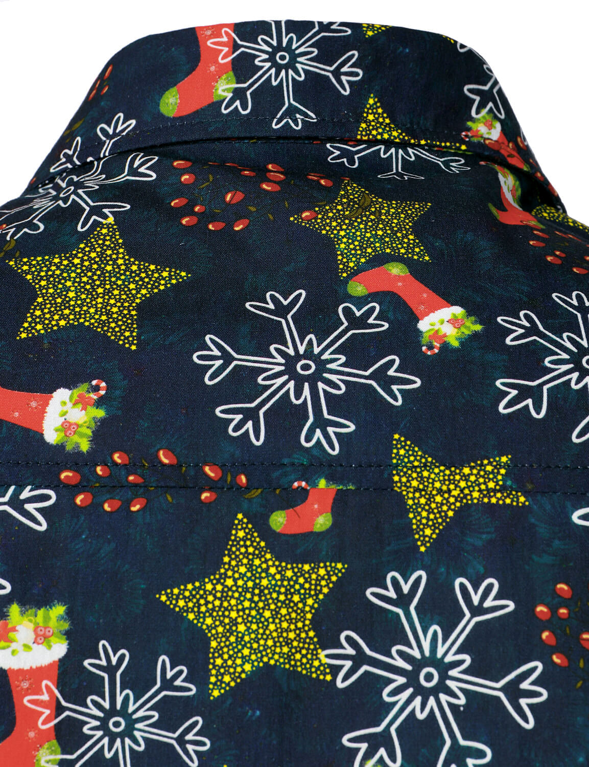 Men's Christmas Print Holiday Cotton Long Sleeve Shirt