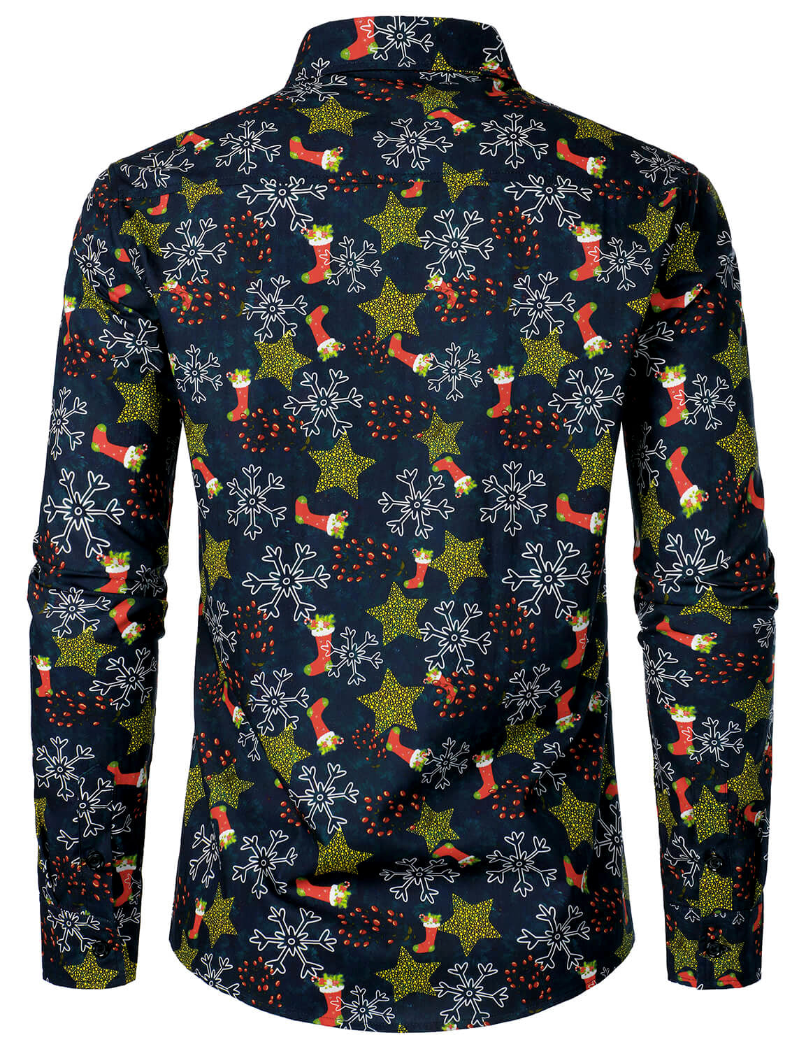 Men's Christmas Print Holiday Cotton Long Sleeve Shirt