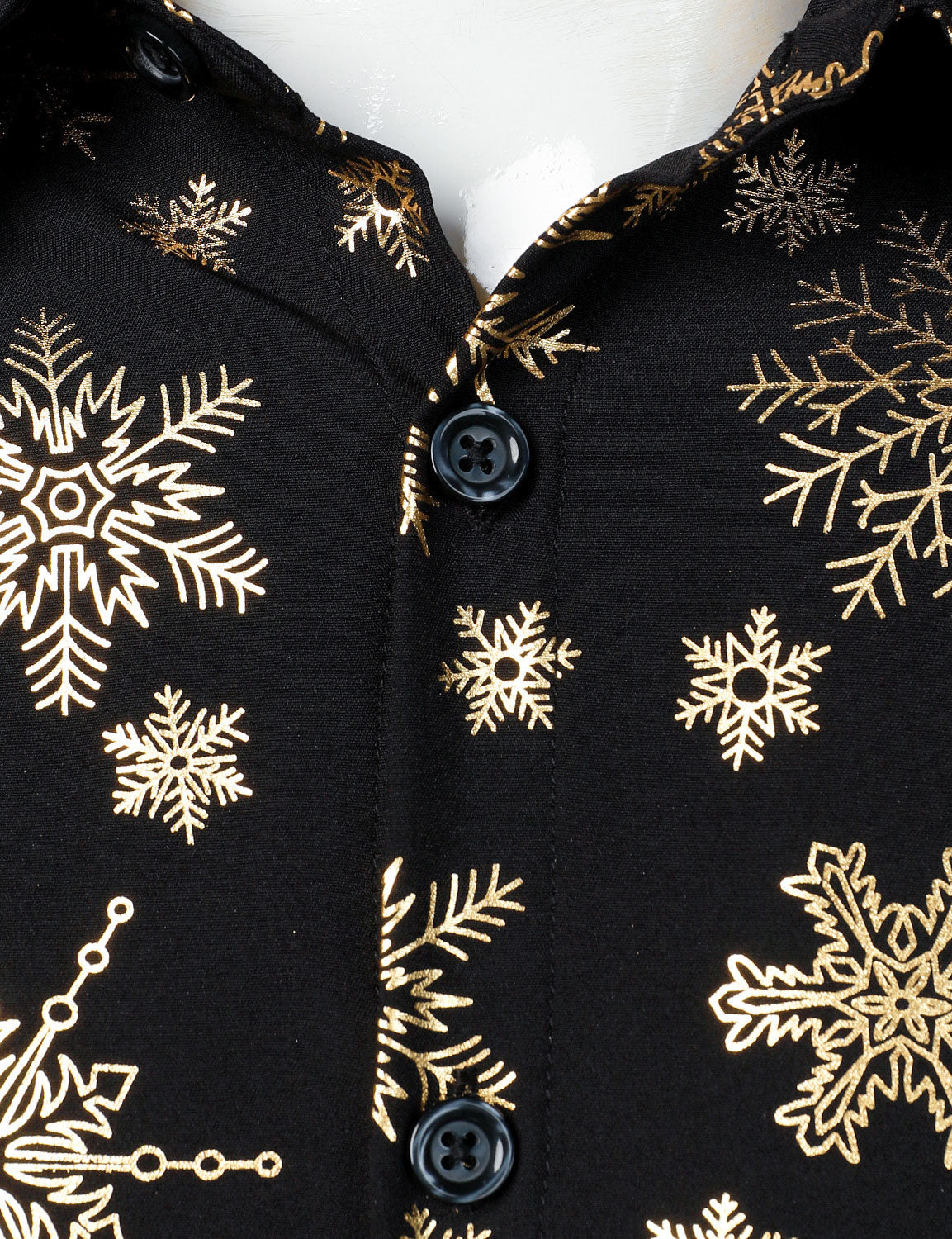 Herres Gold Christmas Snowflake Print Long Sleeve Shirt