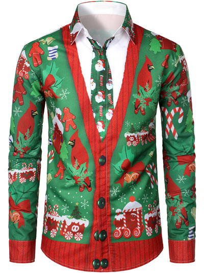 Herre's Christmas Funny Outfit Holiday Party Ugly Long Sleeve Shirt