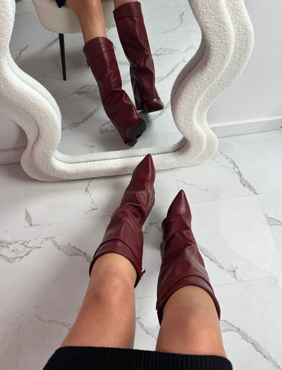 ELOISE - Burgundy Leather Boots