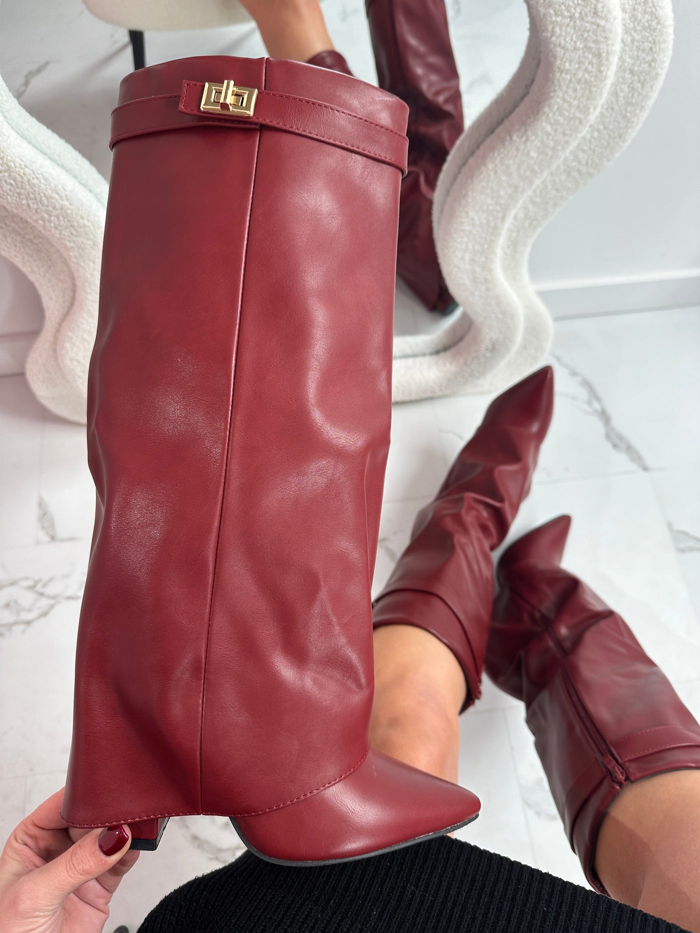 ELOISE - Burgundy Leather Boots