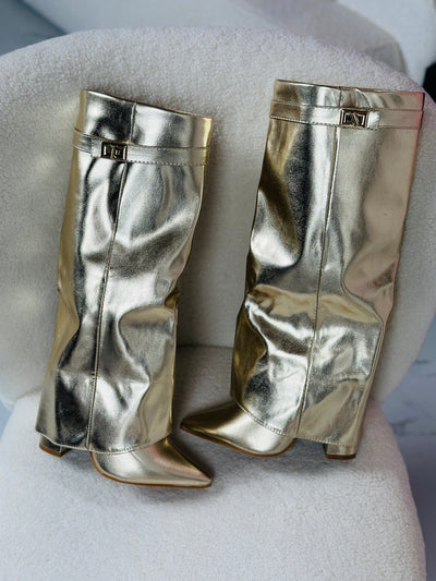 SERAPHINA - Gold Leather Boots