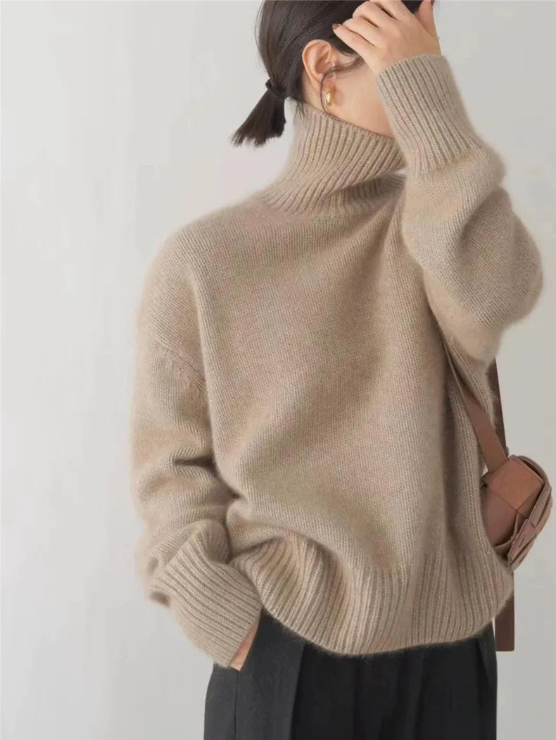 Isabella - Elegant High Neck Cashmere Jumper