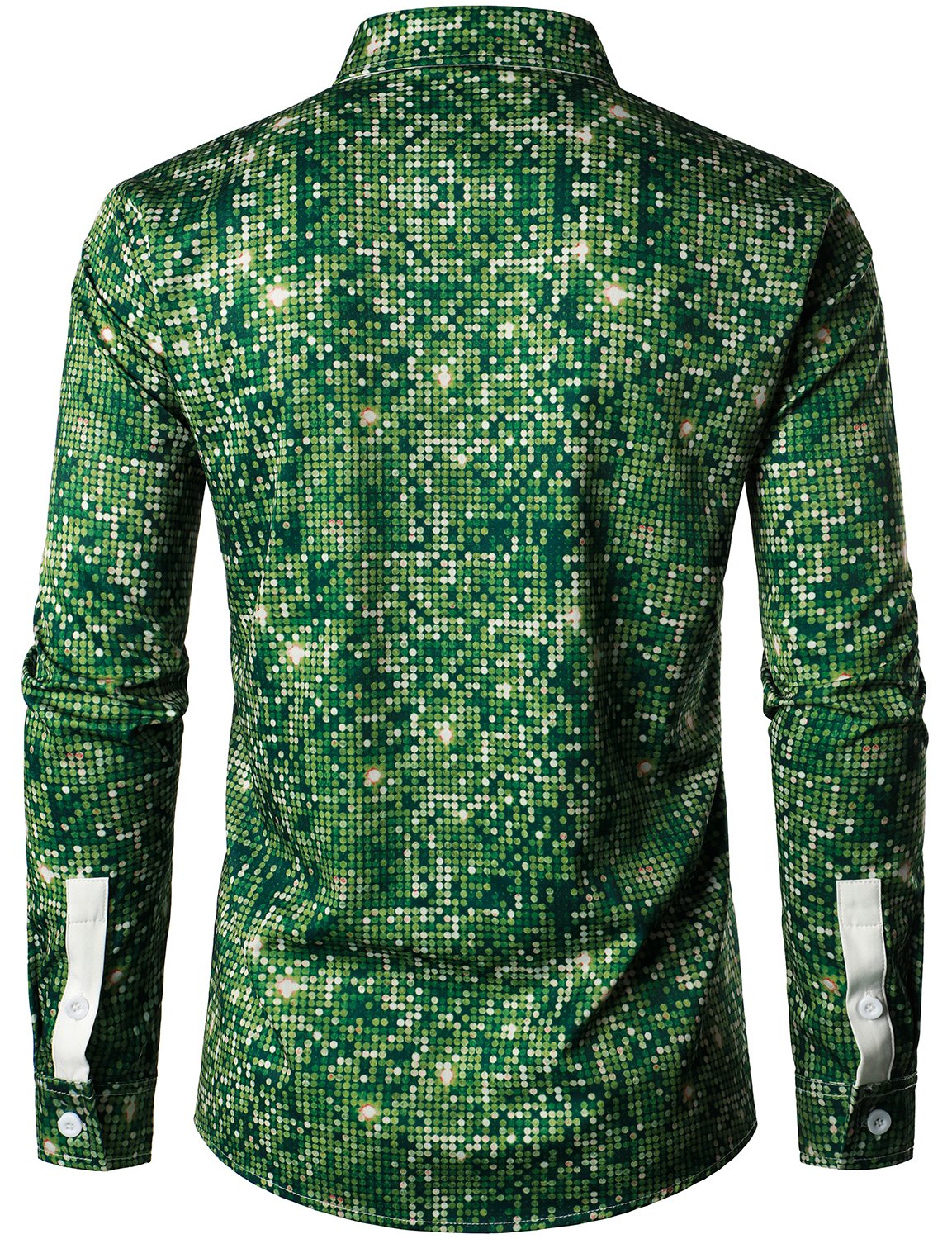 Men's Christmas Tree Funny Outfit Christmas Theme Top Holiday Green Button Long Sleeve Shirt