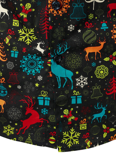 Men's Funny Christmas Reindeer Snowflake Long Sleeve Shirt