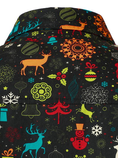 Men's Funny Christmas Reindeer Snowflake Long Sleeve Shirt