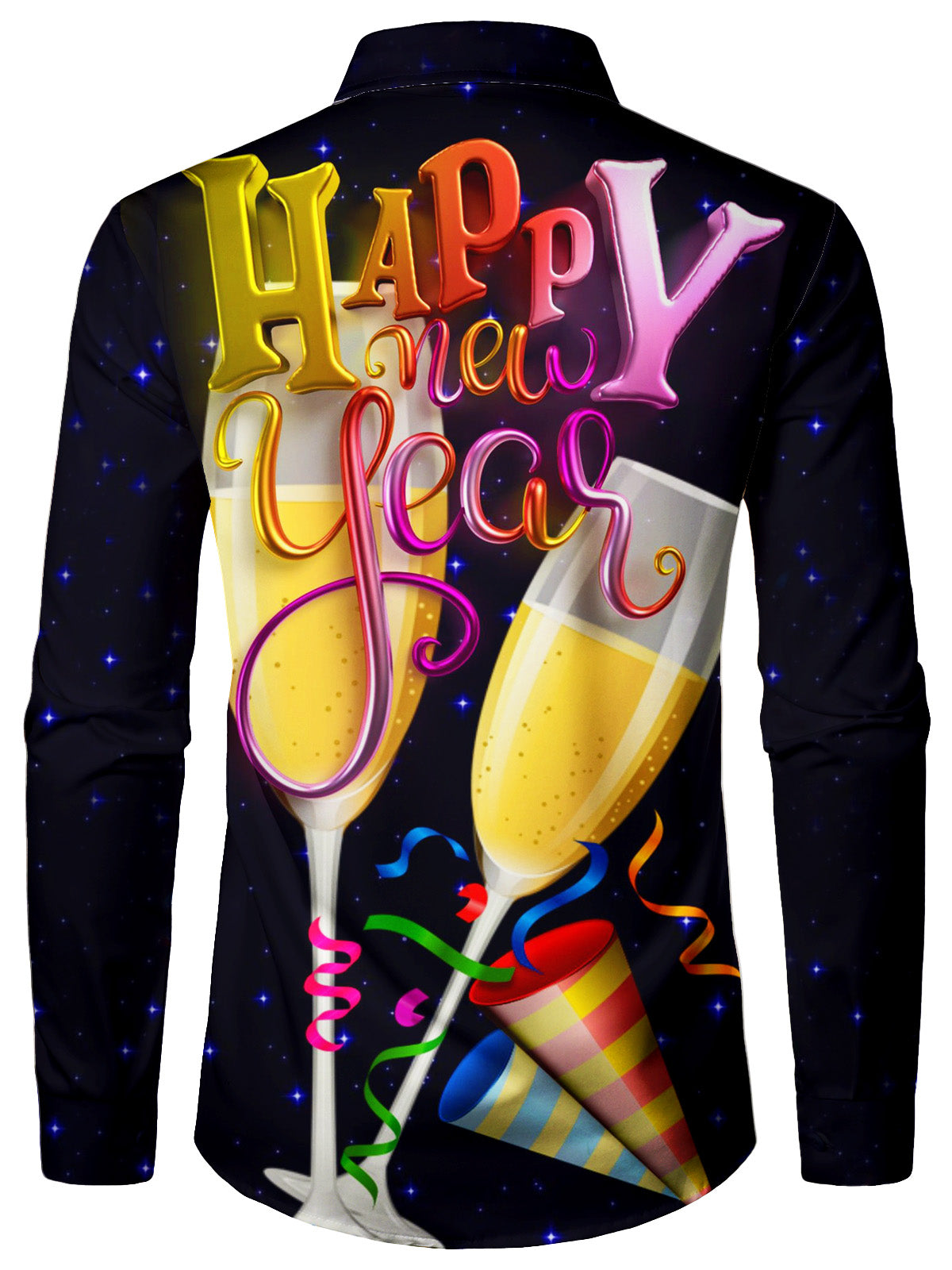Men's Fun New Year's Eve Long Sleeve Christmas Cocktail Shirt