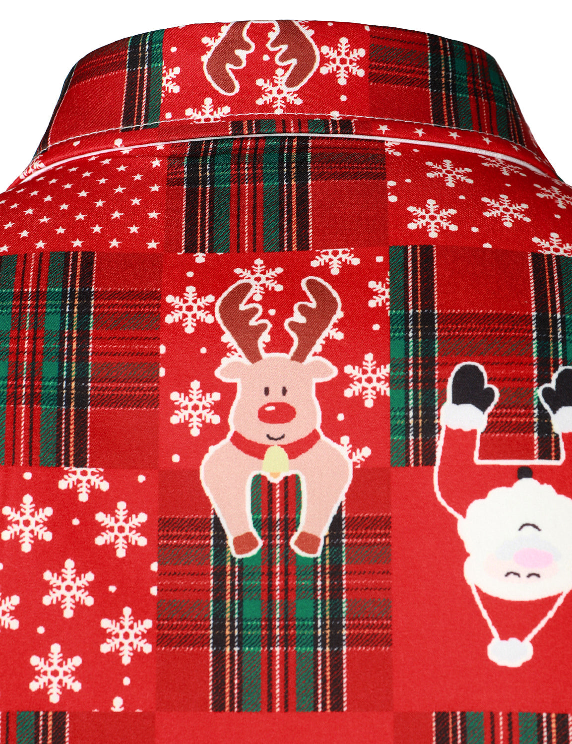 Men's Vintage Red Tartan Fun Holiday Grim Christmas Long Sleeve Shirt