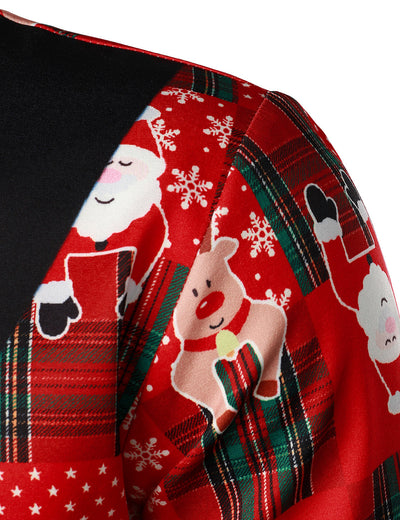 Men's Vintage Red Tartan Fun Holiday Grim Christmas Long Sleeve Shirt