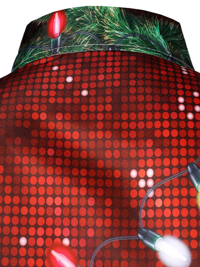 Men's Christmas Fun Outfit Theme Top Holiday Button-Down Long Sleeve Shirt