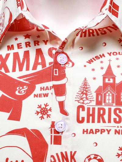 Men's Christmas Sweater in Beige with Fun Vintage Design and Long Sleeves