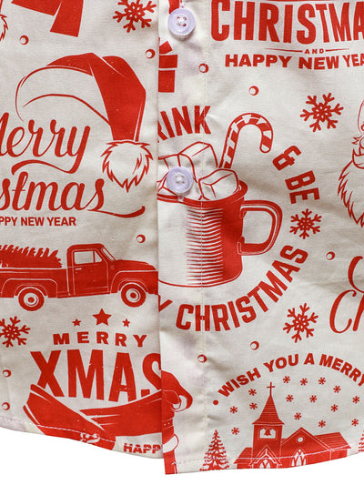 Men's Christmas Sweater in Beige with Fun Vintage Design and Long Sleeves