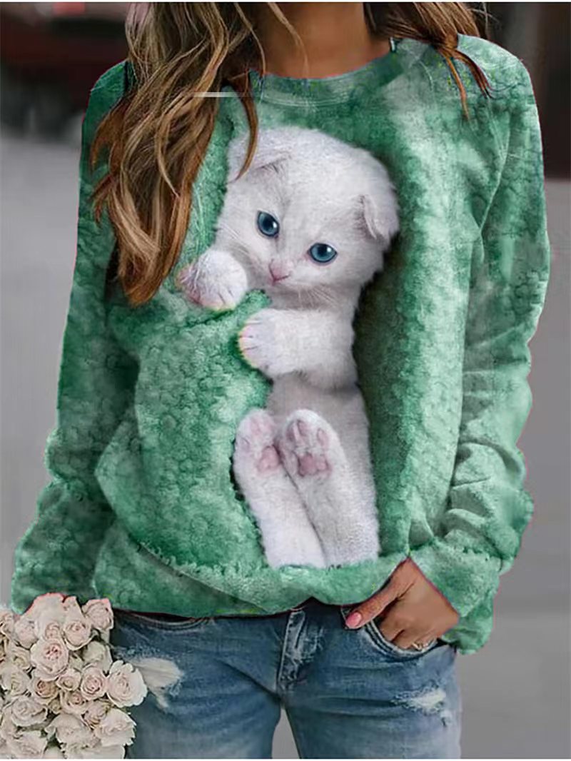 Neko - Cozy Cat Print Sweatshirt